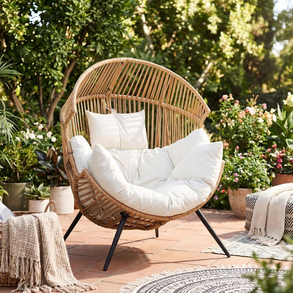 Outdoor Furniture Without Cushions - Egg Chair Wicker Outdoor Chairs, Oversized