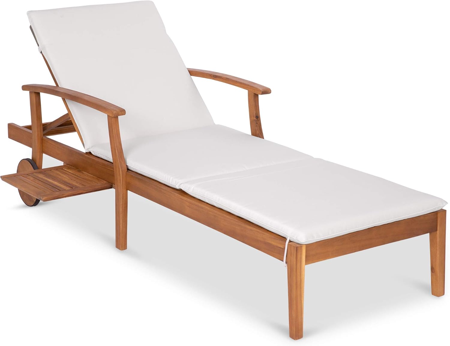 Outdoor Furniture Without Cushions - 79x26in Acacia Wood Chaise Lounge Chair