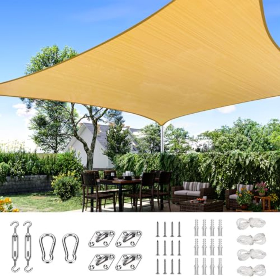 Sun Sail Shade - 24X24FT Large Oversized 185G HDPE Square