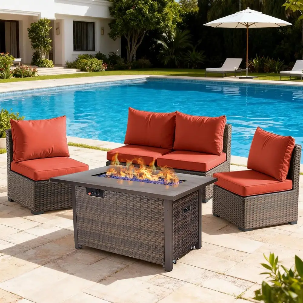 Outdoor Furniture Fire Pit - 5-Piece Patio Furniture Set with 42