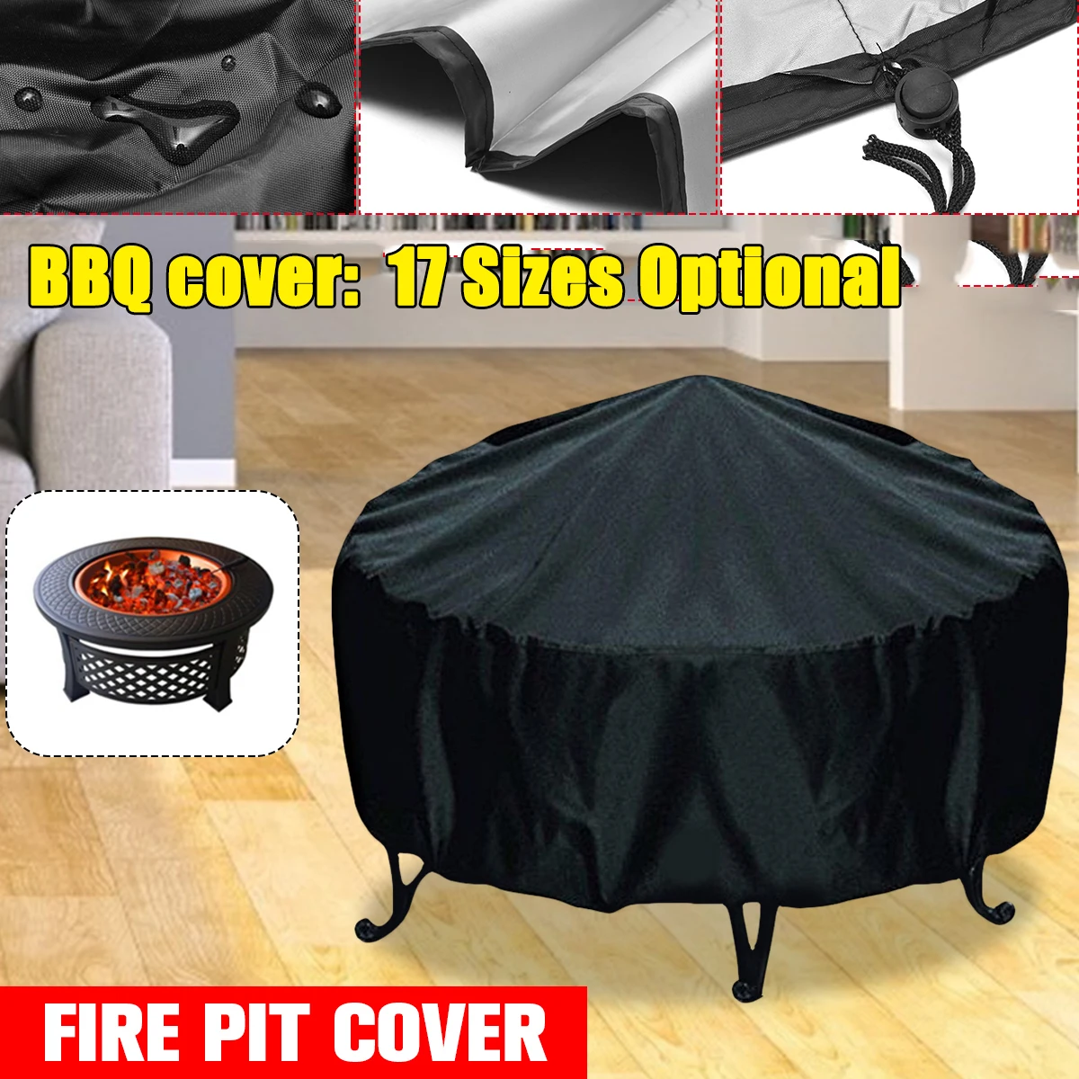 Outdoor Furniture Paint - Waterproof Patio Fire Pit Cover Black