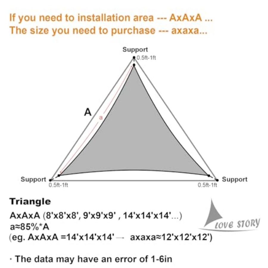 16' x 16' x 16' Triangle Sun S – Sun Sail Shade recenzja i cena