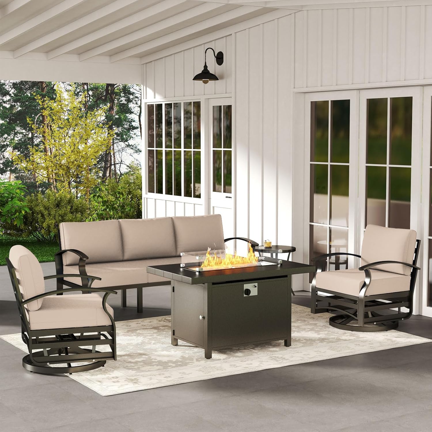 5-seat Aluminum Patio Sectiona – Outdoor Furniture Fire Pit recenzja i cena