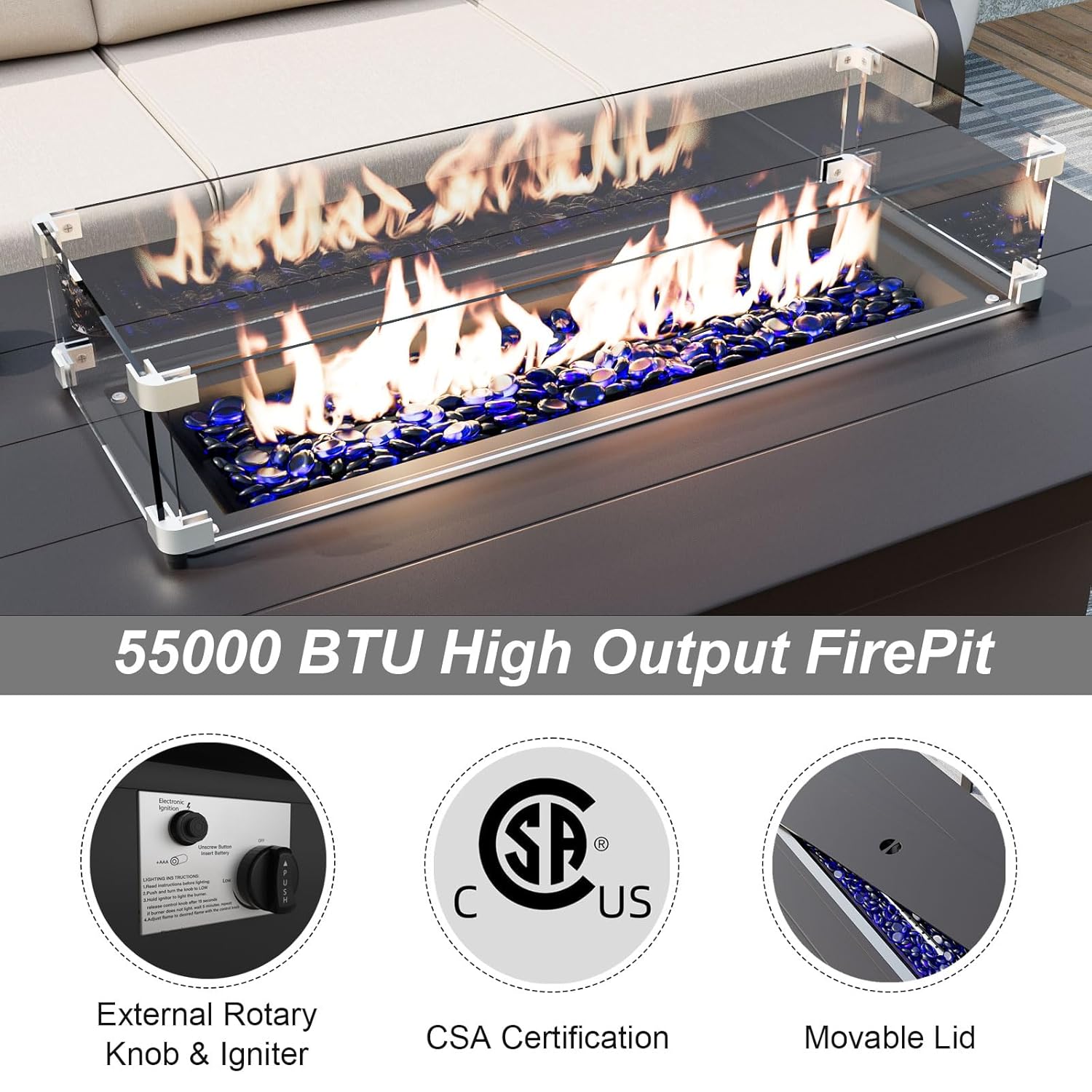 5-seat Aluminum Patio Sectiona – Outdoor Furniture Fire Pit recenzja i cena