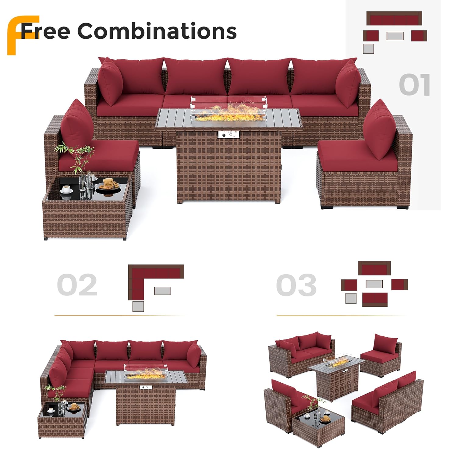 8pc All-Weather Wicker Section – Outdoor Furniture Fire Pit recenzja i cena