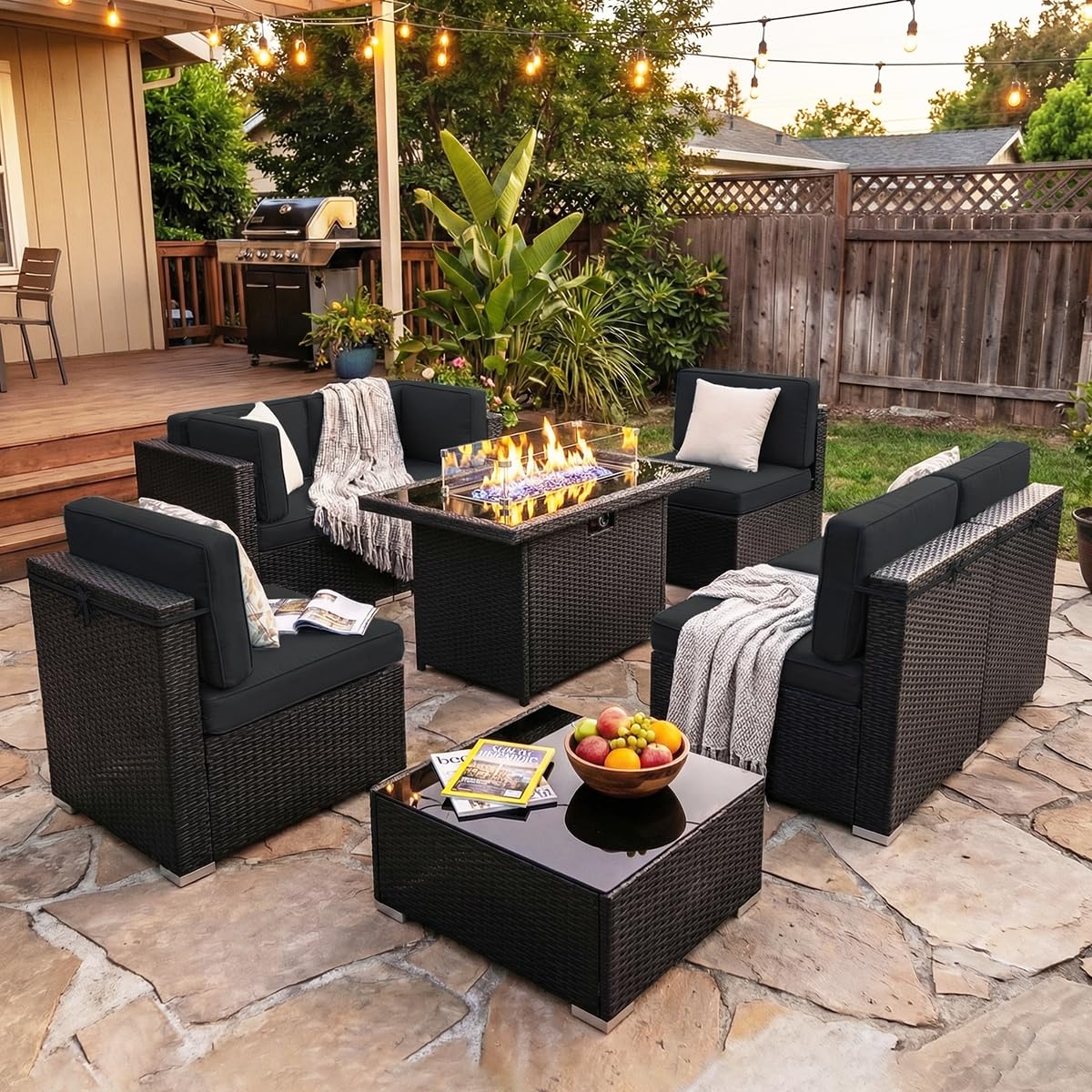 8 Pieces Patio Furniture Set w – Outdoor Furniture Fire Pit recenzja i cena