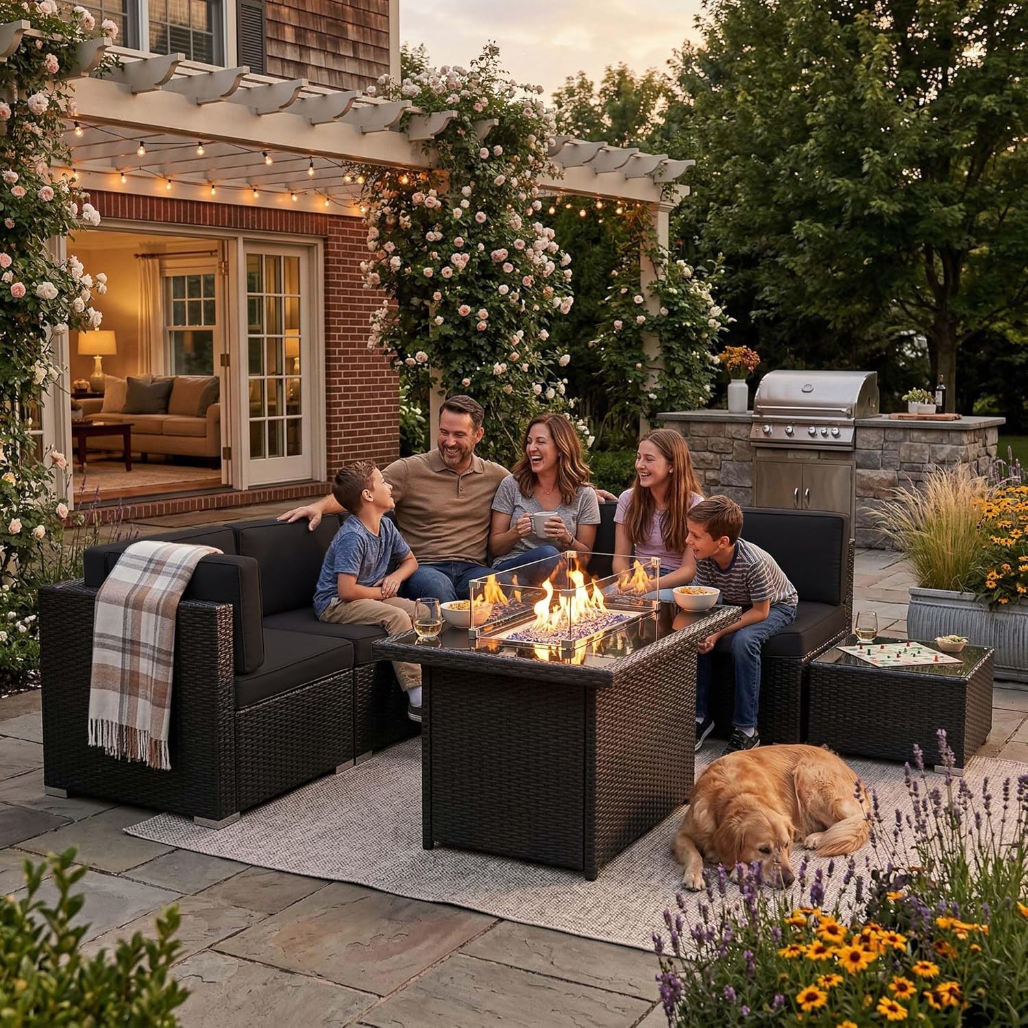 8 Pieces Patio Furniture Set w – Outdoor Furniture Fire Pit recenzja i cena