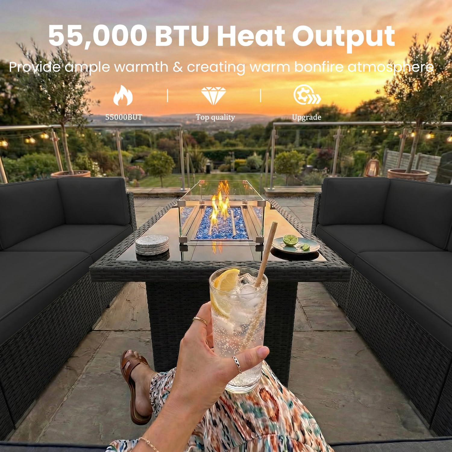 8 Pieces Patio Furniture Set w – Outdoor Furniture Fire Pit recenzja i cena