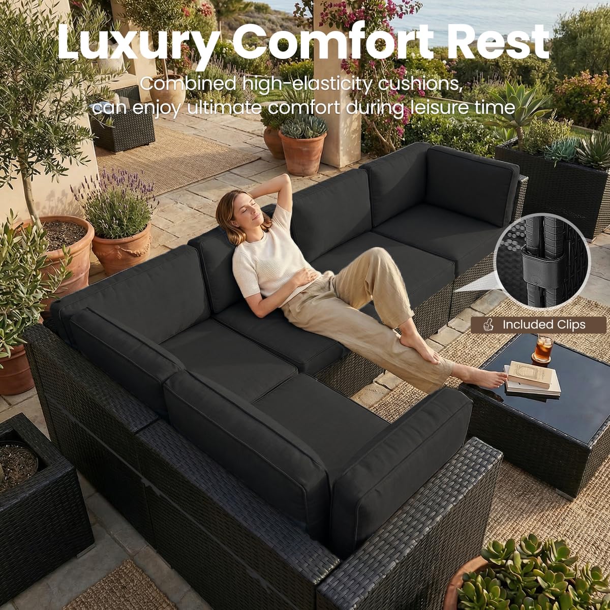 8 Pieces Patio Furniture Set w – Outdoor Furniture Fire Pit recenzja i cena