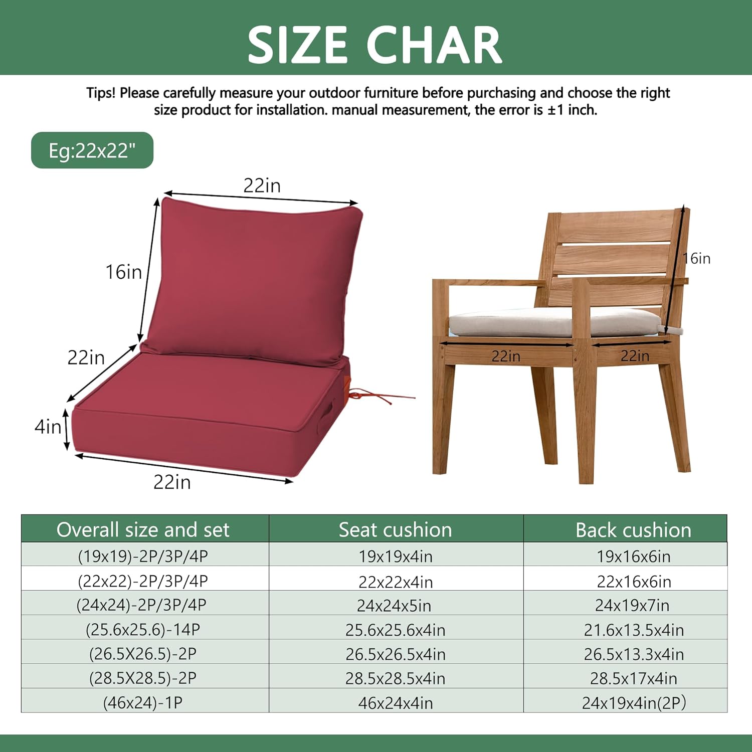 Outdoor Chair Cushions 4 Set,  – Outdoor Furniture Cushions 22 X 22 recenzja i cena