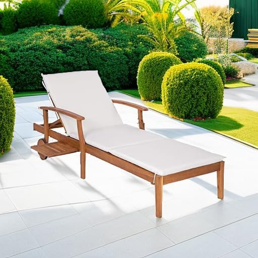 79x26in Acacia Wood Chaise Lou – Outdoor Furniture Without Cushions recenzja i cena