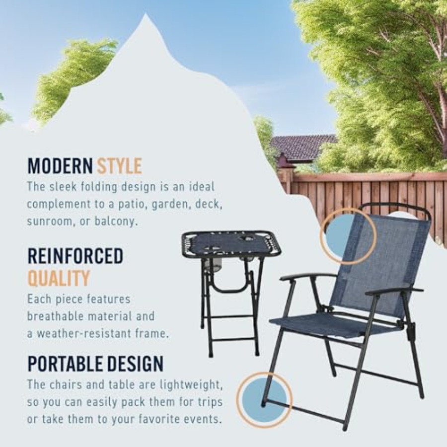 Trapper's Peak 3-Piece Folding – Outdoor Furniture Table recenzja i cena