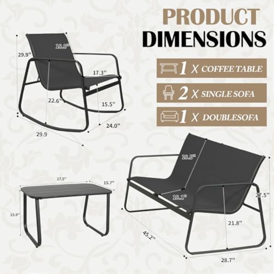 GEONKAI 4 Piece Patio Furnitur – Outdoor Furniture For Patio recenzja i cena
