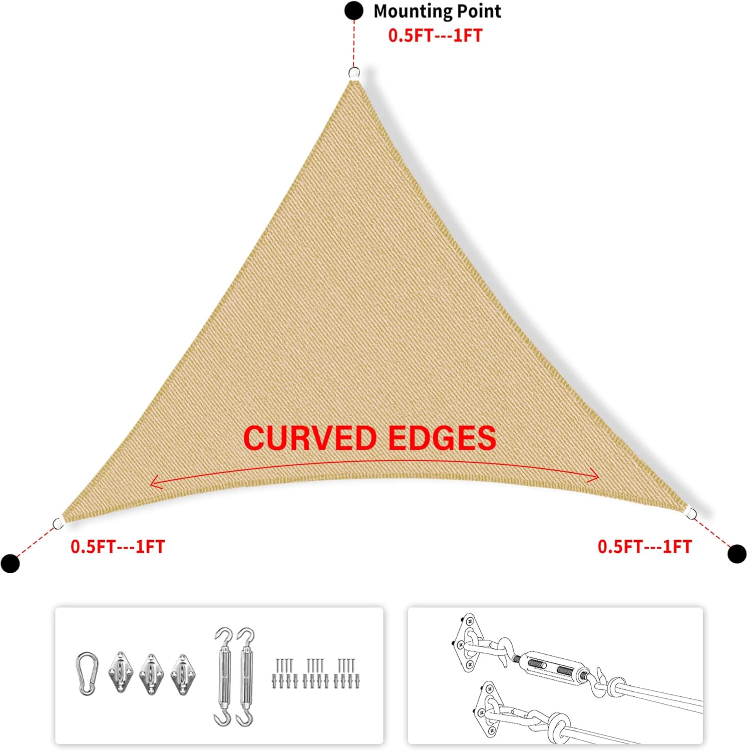 10x10x10ft White Triangle Sun  – Sun Sail Shade recenzja i cena