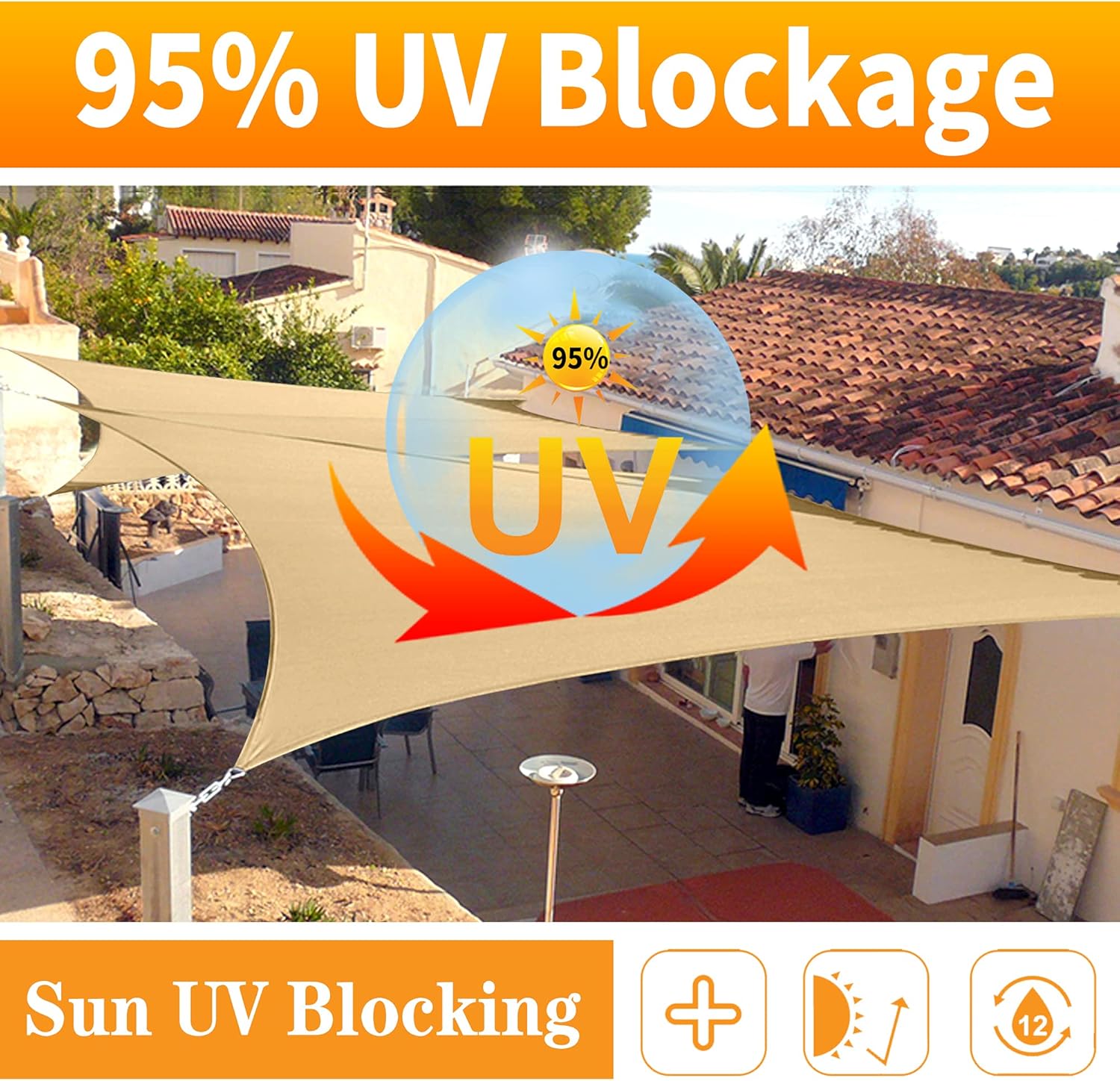 10x10x10ft White Triangle Sun  – Sun Sail Shade recenzja i cena