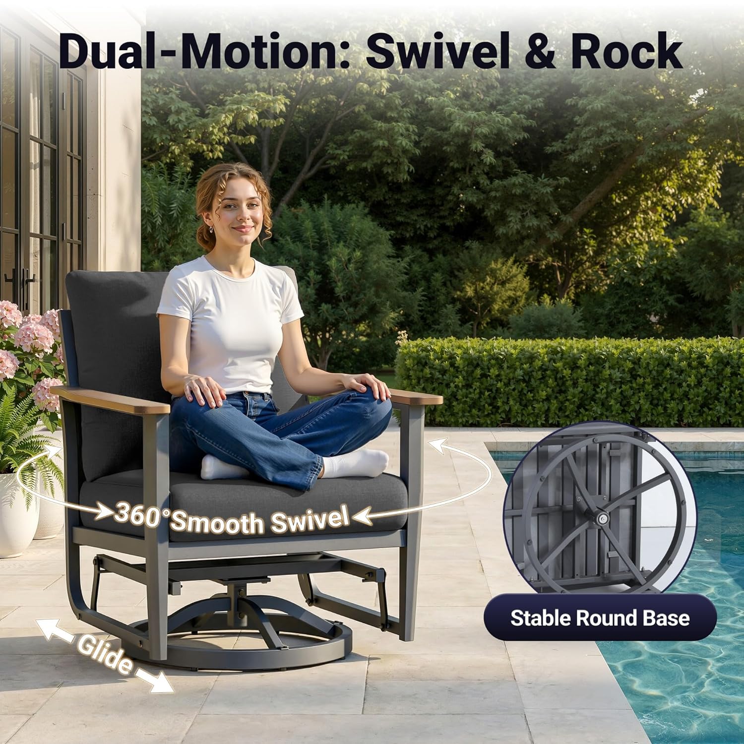 5pc Aluminum Patio Set Swivel  – Outdoor Furniture Fire Pit recenzja i cena