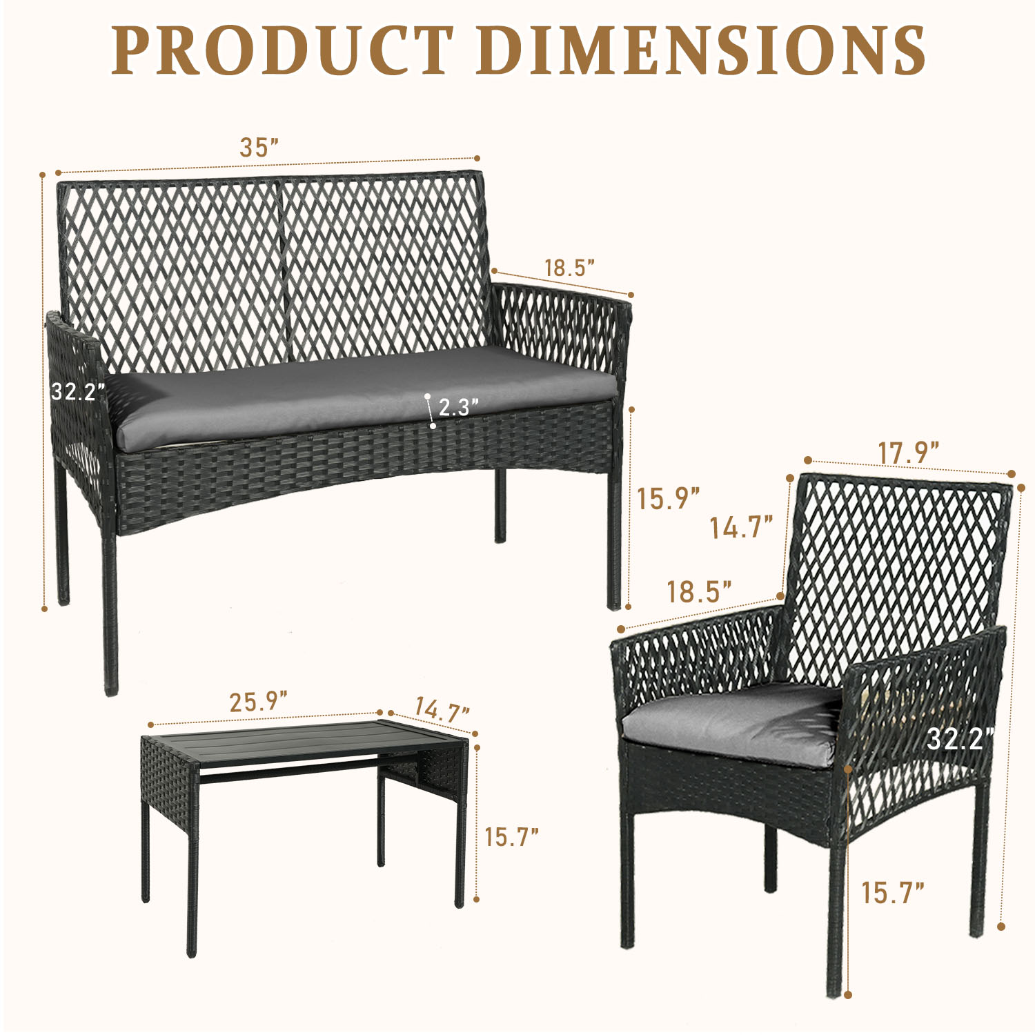 Outdoor Patio Furniture Set 4- – Outdoor Furniture Without Cushions recenzja i cena