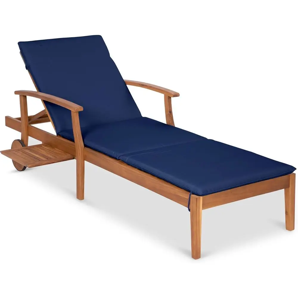 Navy Blue Acacia Wood Chaise L – Outdoor Furniture Without Cushions recenzja i cena