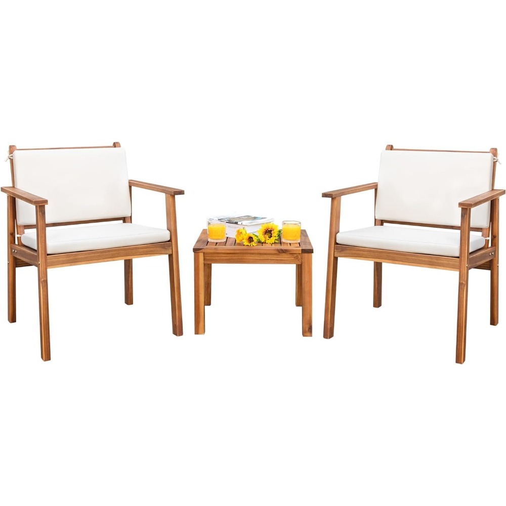 Patio Set 3 Piece Acacia Wood  – Outdoor Furniture Cushions 22 X 22 recenzja i cena