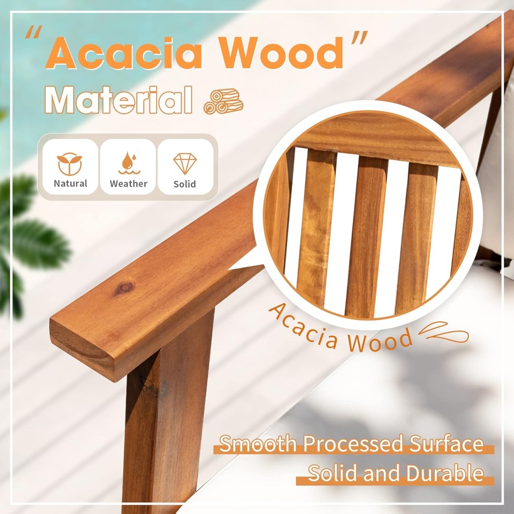 Patio Set 3 Piece Acacia Wood  – Outdoor Furniture Cushions 22 X 22 recenzja i cena