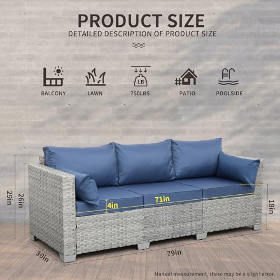 Outdoor Couch 3 Seater Wicker  – Outdoor Furniture Sofa recenzja i cena