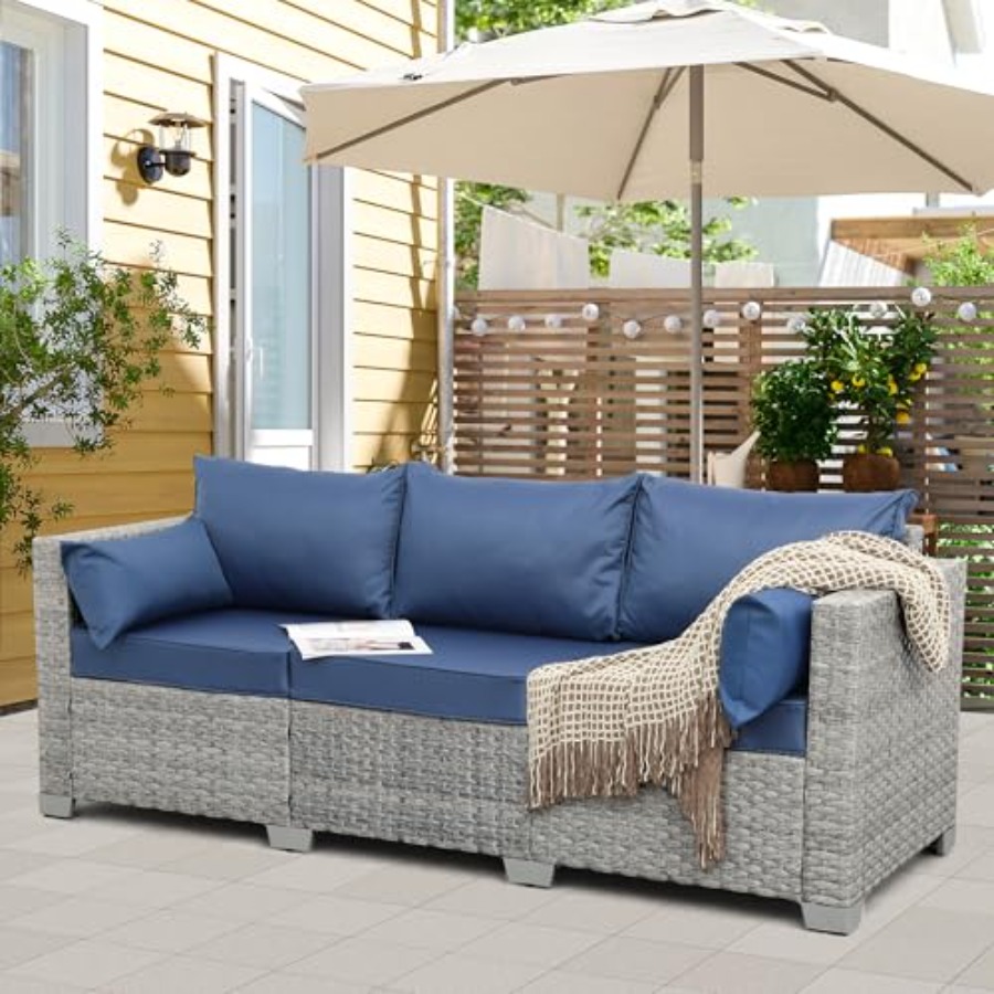 Outdoor Couch 3 Seater Wicker  – Outdoor Furniture Sofa recenzja i cena