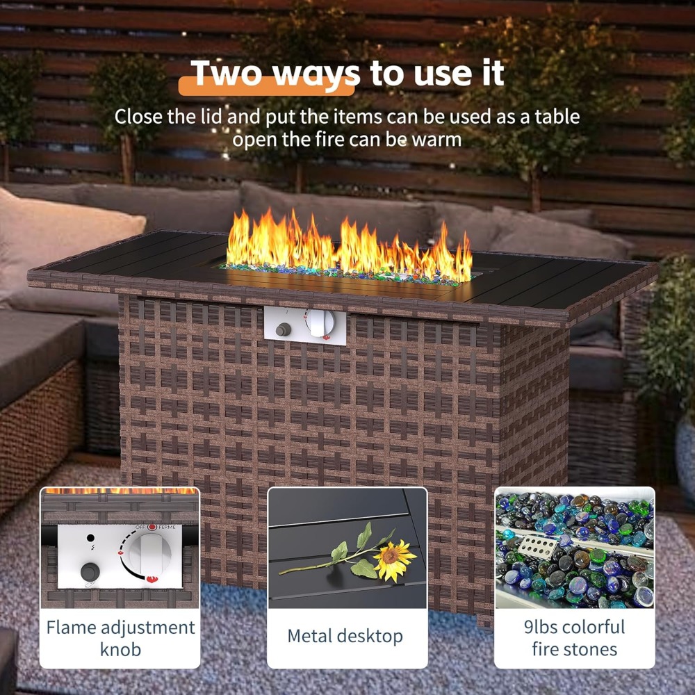 Sectional Sofa Set with Fire P – Outdoor Furniture Fire Pit recenzja i cena
