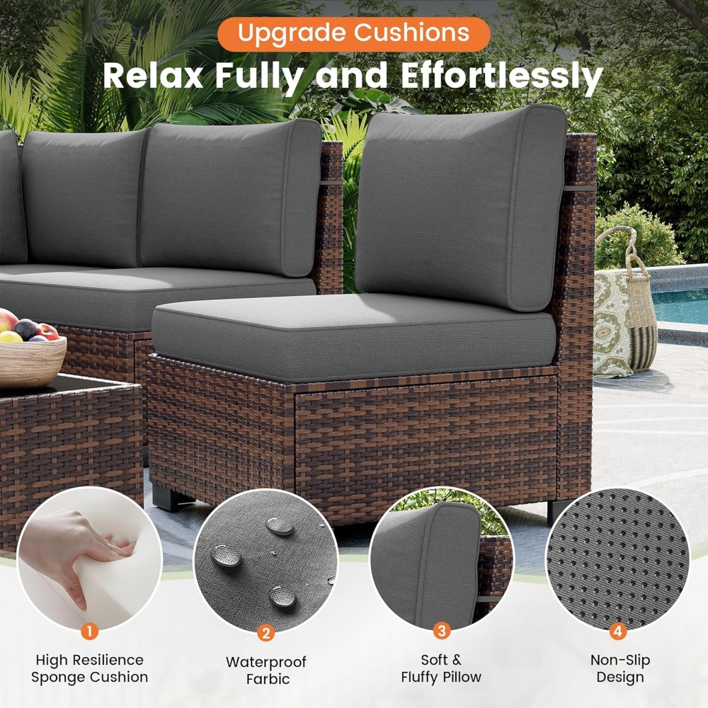 Sectional Sofa Set with Fire P – Outdoor Furniture Fire Pit recenzja i cena
